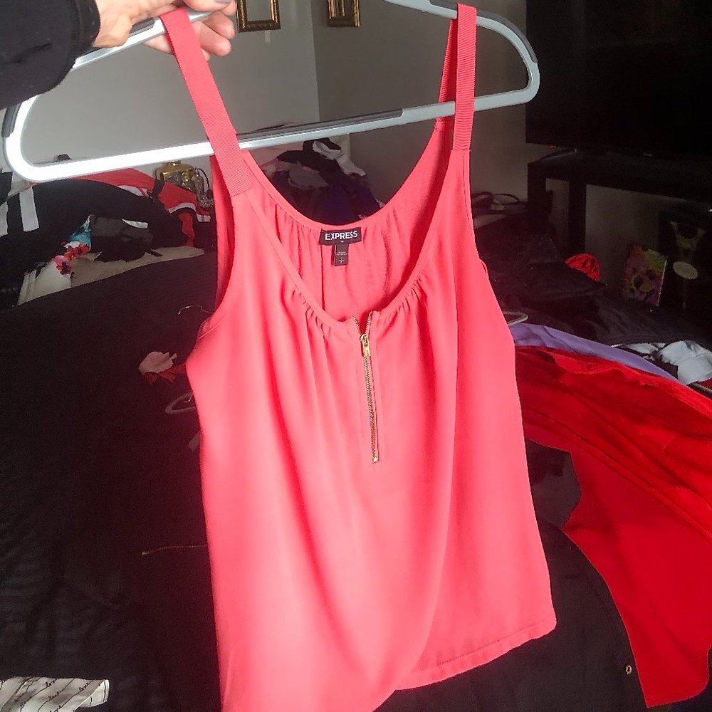 SOLD -  Express Coral Flowy Tank w/ gold zipper